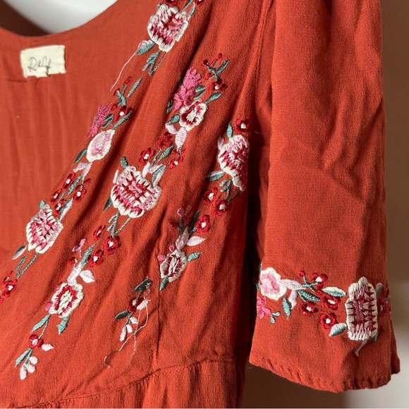Rahi Cali Burnt Orange Floral Embroidered Wrap Maxi Dress, Medium - Picture 7 of 11
